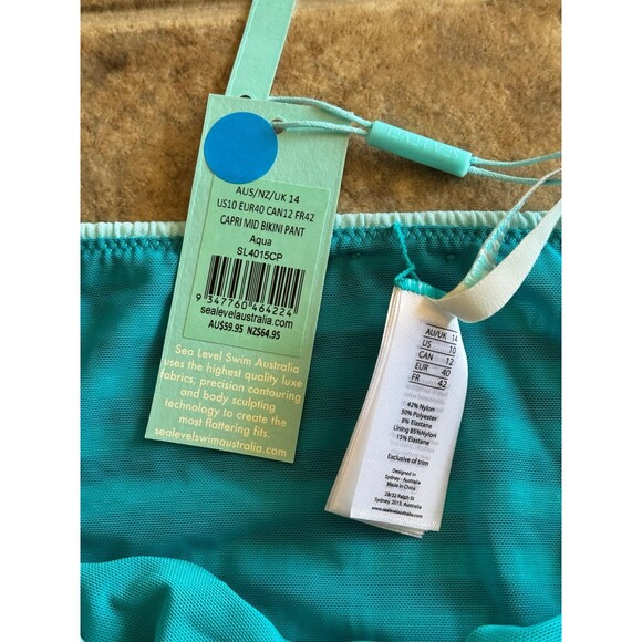 Sea Level Swim Mid Bikini Bottom Aqua Size Medium - Picture 6 of 7